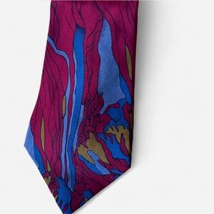 Marina Di Carerra Abstract Patterned silk Tie in Red and Blue